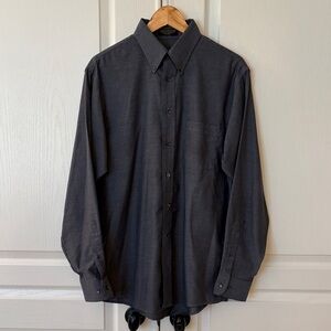 Men's Long-Sleeve Button-Down Dress Shirt — Charcoal Gray